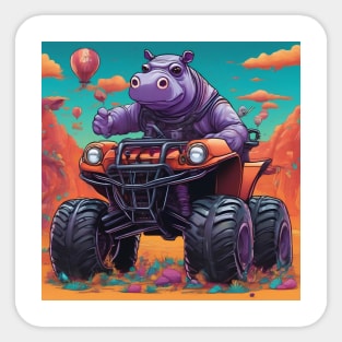 Hippo on ATV Sticker